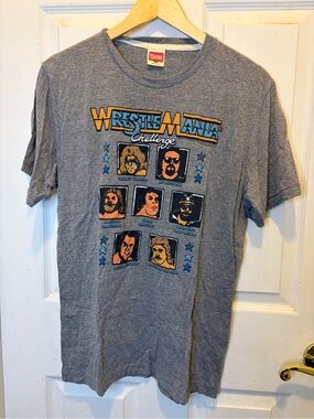 HOMAGE Gray WrestleMania Challenge Graphic Tee with Blue & Gold Accents